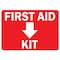 Signmission OSHA, 5" Height, Decal, 7" x 5", Landscape, First Aid Kit with Down OS-MISC-D-57-L-19494 - alternate 1